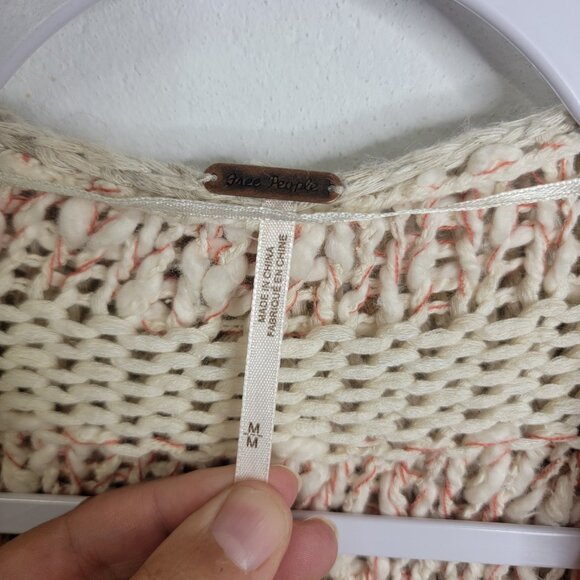 Free People Star Spangled American Flag Cardigan Sweater Oversized Boho Medium - Picture 3 of 8